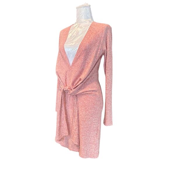 Free People Burnt Orange Knit Tie Front Sweater Dress Sz S Minimalist Indie Fall - Picture 16 of 16